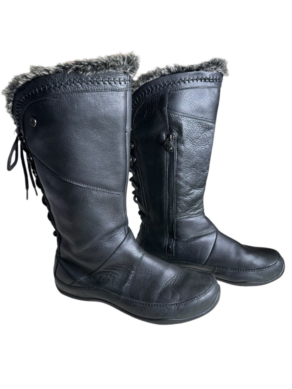 The North Face Women's Janey I| Luxe Black Leather Boots. Size 10